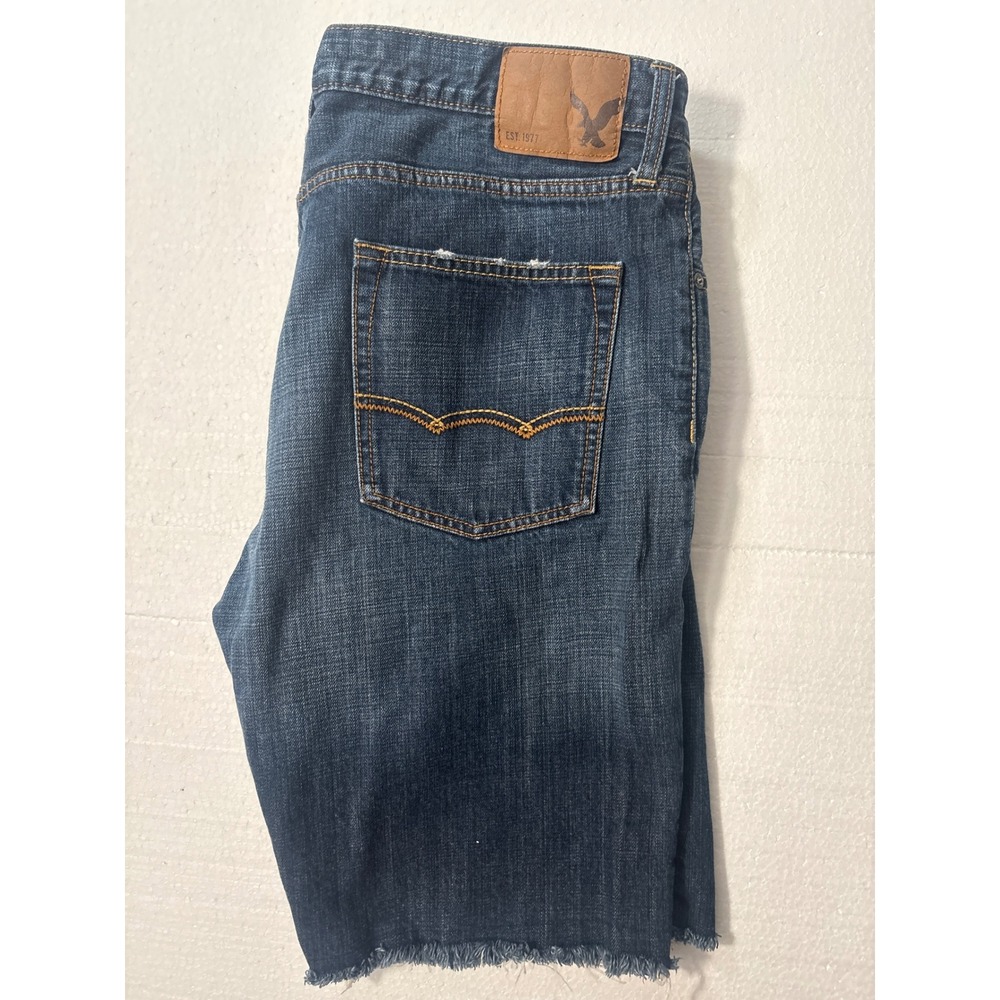 American Eagle Men's 36 Distressed Cutoff Denim Shorts Frayed Raw Hem